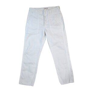 AMO Easy Army Trousers Size 27 White Cropped Pants Chic Casual